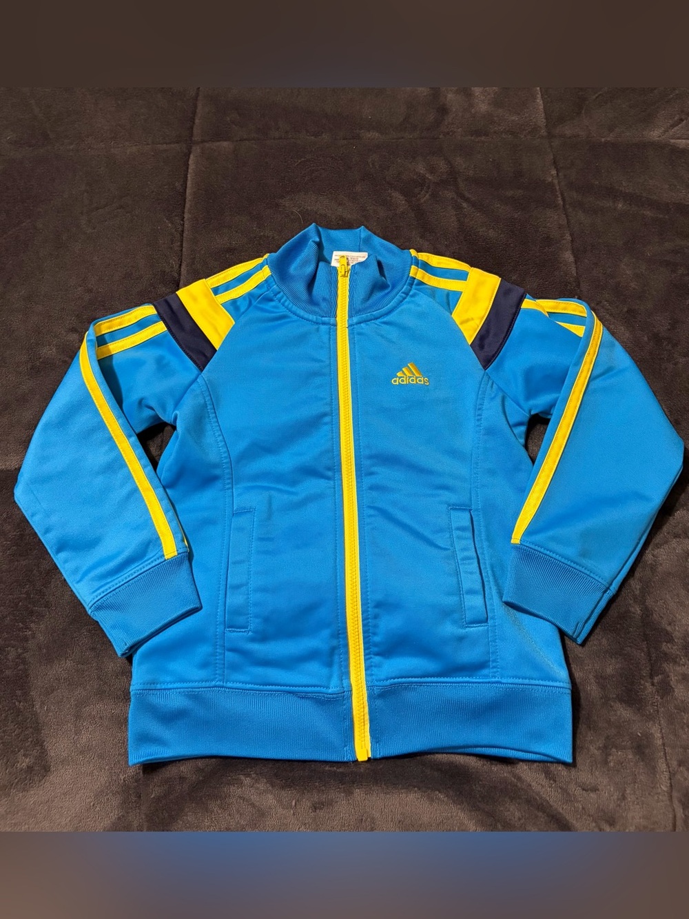 adidas Boys Blue Full Zip Track Jacket - 3T